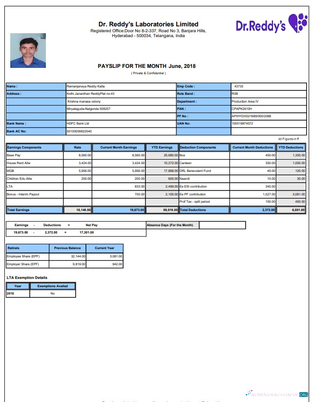 Download laboratory payslip Word and PDF template Photoshop template